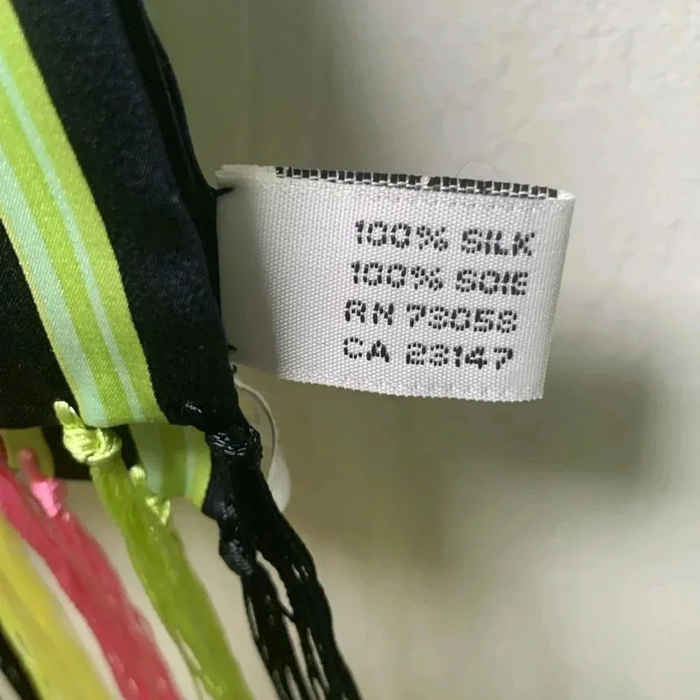 Talbots silk scarf multicolor stripes with fringe